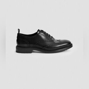 Reiss mens 10 black stepney leather high shine brogues wingtip oxford shoes NWOB